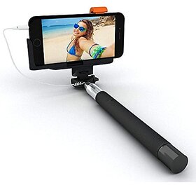 Selfie Stick With AUX Wire to Click For iPhone and Android Pocket Size Selfie Stick (Black)
