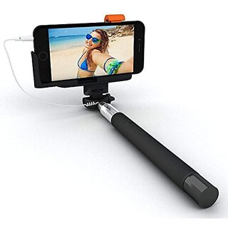Selfie Stick With AUX Wire to Click For iPhone and Android Pocket Size Selfie Stick (Black) Selfie Stick With AUX Wire to Click For iPhone and Android Pocket Size Selfie Stick (Black)