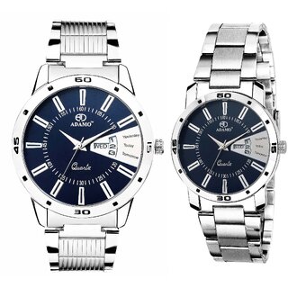 ADAMO Designer Couple's Wrist Watch 813-814SM05