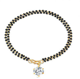 Bandish Round Solitaire American Diamond Double Bead Bracelet