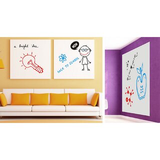                       Jaamso Royals 'White Board with Free 3 Multi color Pens' Wall Sticker (PVC Vinyl, 45 cm X 200 cm, Removable Board Stickers)                                              