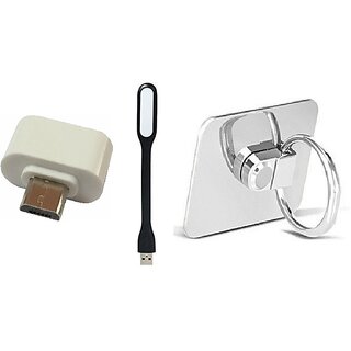 Combo Of Mobile Phone Ring(Stand), USB Led Light and OTG Adopter (Assorted Colors)