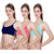 Hothy 6Straps Navy Blue Pink  Turquoise Bralette Bra (Set Of 3)