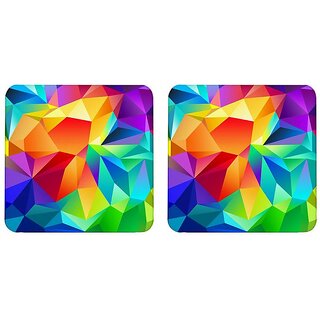Mooch Wale Colorful Geometric Patterns  Square Wooden Coaster