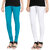 HRINKAR BLUE WHITE Soft Cotton Lycra Plain womens leggings combo Pack of 2 Size - L, XL, XXL - HLGCMB0135-L