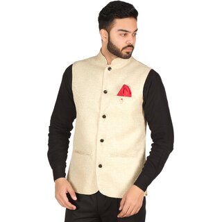 Buyshoe Men's Gold Comfort Fit Nehru Jacket