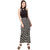 Texco Women'S Black & Grey Striped Lace Detailed Summer Maxi Dress
