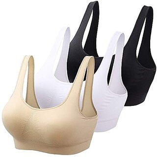 Air Bra for Girls and Women Pack of 3 Black White and Skin (Free Size)