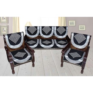 Manvi Creations Black Diamond Cotton Sofa Covers Set Of 6