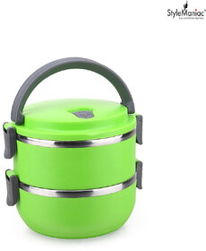 Style Maniac fresh 2 layers Portable Stainless Steel and Thermal Insulation Lunch Box (Multi color)