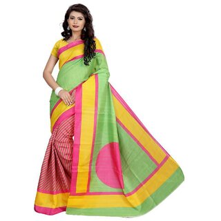 Sharda Creation Multicolour Bhagalpuri silk saree with blouse Piece (laheriya)