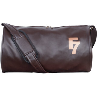Dark Brown Leatherite Gym Bag by Fashion 7