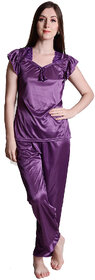 Senslife women satin nightwear night suit top and pajama set SL020