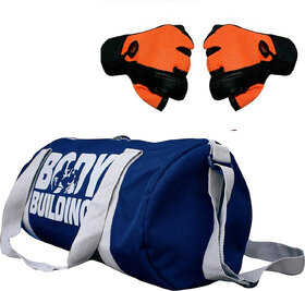 CP Bigbasket Combo Set Polyester 40 Ltrs Blue Sport Gym Duffle Bag, Netted Gym  Fitness Gloves (Orange)