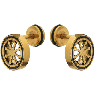 Sanaa Creations Metal Stud Earring For Men (Gold) Daily/Party Wear Stylish Fashion Jewellery for Men/Boys/