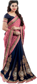 Lady Luck Peach Embroidered Georgette Saree