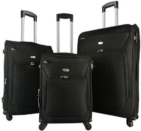 Timus Upbeat Spinner 4 Wheel Strolley Suitcase SET OF 3 Expandable Cabin and  Check-in Luggage - 28 inch (Black)