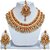 Lucky Jewellery Designer Red Color Gold Plated Pearl And Stone Necklace Set For Girls & Women