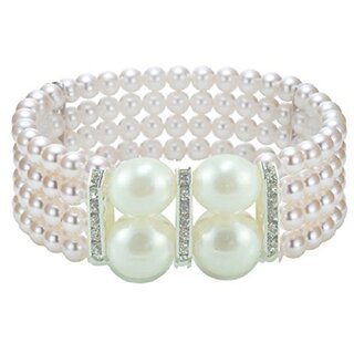                       White Big Pearl Moti Bracelet for Womena and Girls_Adjustable                                              