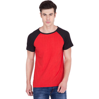                       PAUSE Red Solid Cotton Round Neck Slim Fit Short Sleeve Men's T-Shirt                                              