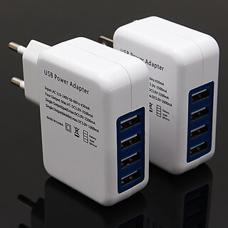 4 Ports USB Travel Wall Charger Multi Power Adapter Pack