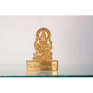                       Gold Plated Ganeshji Idol - Suitable for Car or Home                                              