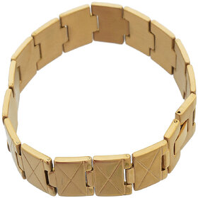 Sanaa Creations Gold Stainless Steel Cross Line New Fashion Bracelet for Men Boys Daily/Party Wear Stylish Fashion
