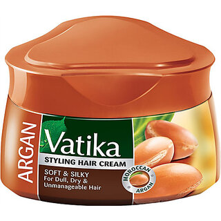 Vatika Hair Styling Cream Soft  Silky For Dull, Dry  Unmanagable Hair ARGAN 140ml (Pack Of 1)