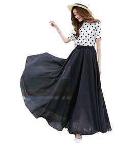 Raabta Fashion Black Plain Flared Skirt for Women
