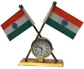 TAKSON India Flag with Clock for Table/Car/Office