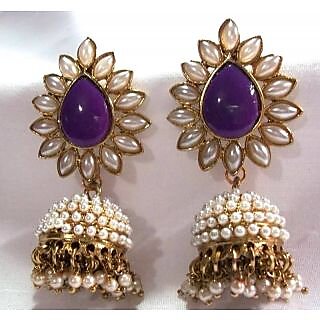 Aashiqui 2 earrings purple polki pearls jhumka earrings