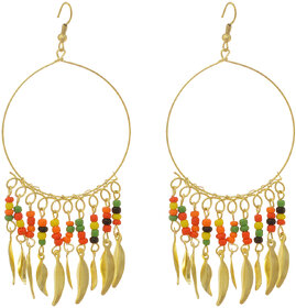 Gold Plated Earring With Multicolor Beads by Sparkling Jewellery