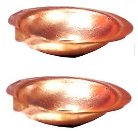 Set of 2 Goldcave 6 cm Pure Copper Brass Gold Diya