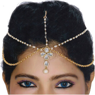 Lucky Jewellery Bridal Collection White Color Stone Tikka Wedding  Matha Patti For Girls  Women