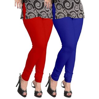 BuyNewTrend Maroon Royal Blue Cotton Legging For Women-Pack of 2