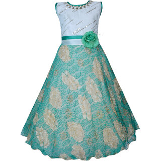 KBKIDSWEAR Girl's Embroidered Design Party Wear Premium Net Gown
