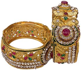 JSD Gold Plated Bangles Set for Women and Girls Size_Adjustable for Girls and Women, Qty: 1 Pair, Color: Gold, JSD Brand Assured you for 100% Qualitative Products. Care Instructions: Store in air tight pouches, Keep away from deodorants and perfumes.