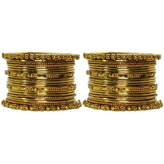 JSD Gold Plated Bangles Bracelet for Women and Girls, Qty:  2 Set,  Color: Gold, JSD Brand Assured you for 100% Qualitative Products. Care Instructions: Store in air tight pouches, Keep away from deodorants and perfumes.