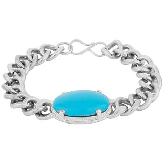 JSD Salman Khan Turquoise Stone Bracelet for Men, Qty:  1 Each, Color:  Silver Plated,  JSD Brand Assured you for 100% Qualitative Products.  Care Instructions: Store in air tight pouches, Keep away from deodorants and perfumes.
