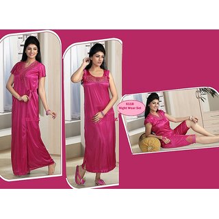 Hot Sleep Wear 4pc Top Capri Nighty Robe Set Womens Fun 611B Pink Bedroom Set Hot Sleep Wear 4pc Top Capri Nighty Robe Set Womens Fun 611B Pink Bedroom Set