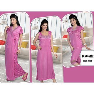 Hot Sleep Wear 4pc Top Capri Nighty Robe Set Womens Fun 611E Pink Bedroom Set Hot Sleep Wear 4pc Top Capri Nighty Robe Set Womens Fun 611E Pink Bedroom Set