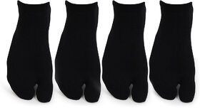 Womens Black Cotton 4 pair of Thumb Socks