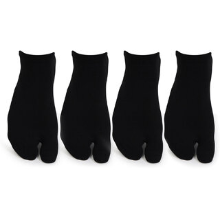 Womens Black Cotton 4 pair of Thumb Socks
