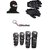 Combo Pack For Fox Knee  Elbow Guard +Gloves Black-L+Face Mask With Key Chain
