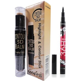 Mars 2 in 1 BB Highlight and 3D Contour Balm Stick (Beige) with Eyeliner Sketch Pen