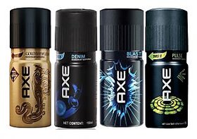 4 Pcs Combo Of AXE Deo Deodorants Fragrances Perfumes Body Spray For Men