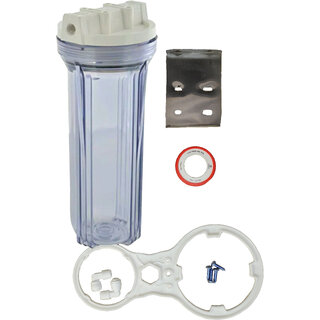 RO Transparent  Bowl/Housing+Clamp SS+Spanner 3in1 +Taflon Tape+1/4 Elbow 2 Pcs.for RO Water Purifier