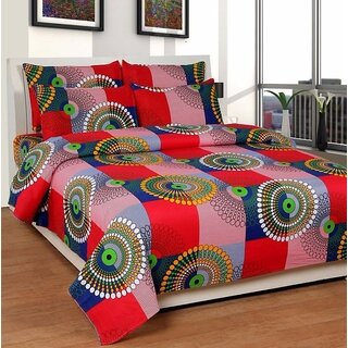 Reet Multicolor Polycotton Double Bedsheet With 2 Pillow Covers (228 x 216 cm)