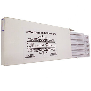 MUMBAI TATTOO NEEDLE 1RL ROUND LINER, STACK SHADER WHITE MIX BOX WITHOUT NIPPLE (PACK OF 50)