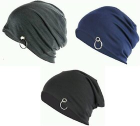 NEW Men Beanie Baggy Slouchy cap hat with Ring thin winter/fall Hat (pack of 3)